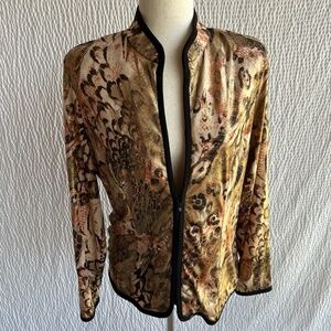 Copper Gold Brown Metallic Jacket Long Sleeve Women's M Party Evening MSK